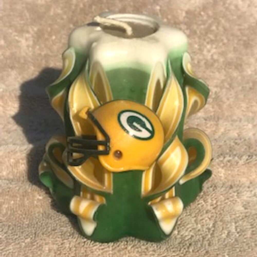 Green Bay Packers 5 Inch Inspired Pillar Handmade Candle . New